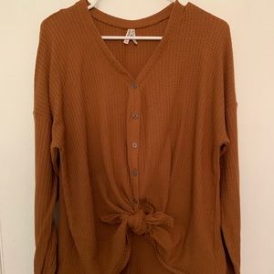Long Sleeve Waffle Knit Top